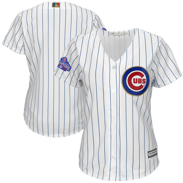 Womens 2017 MLB Chicago Cubs Blank CUBS White Gold Program Jersey